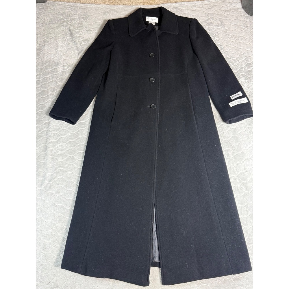 Worthington Petite Wool Cashmere Blend Maxi Coat Black Italian Fabric NWT 12P